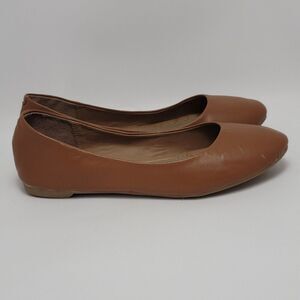 Steven Madden P-Heaven Womens Brown Solid Leather Slip On Ballet Flats Size 8.5